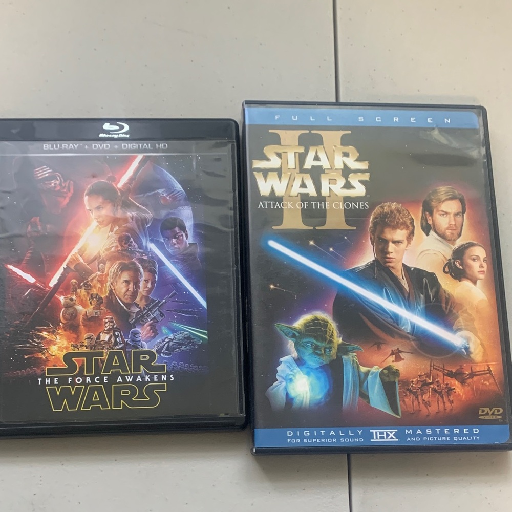 Star Wars Blu-ray and DVD Set - The Force Awakens and Attack Of The Clones
